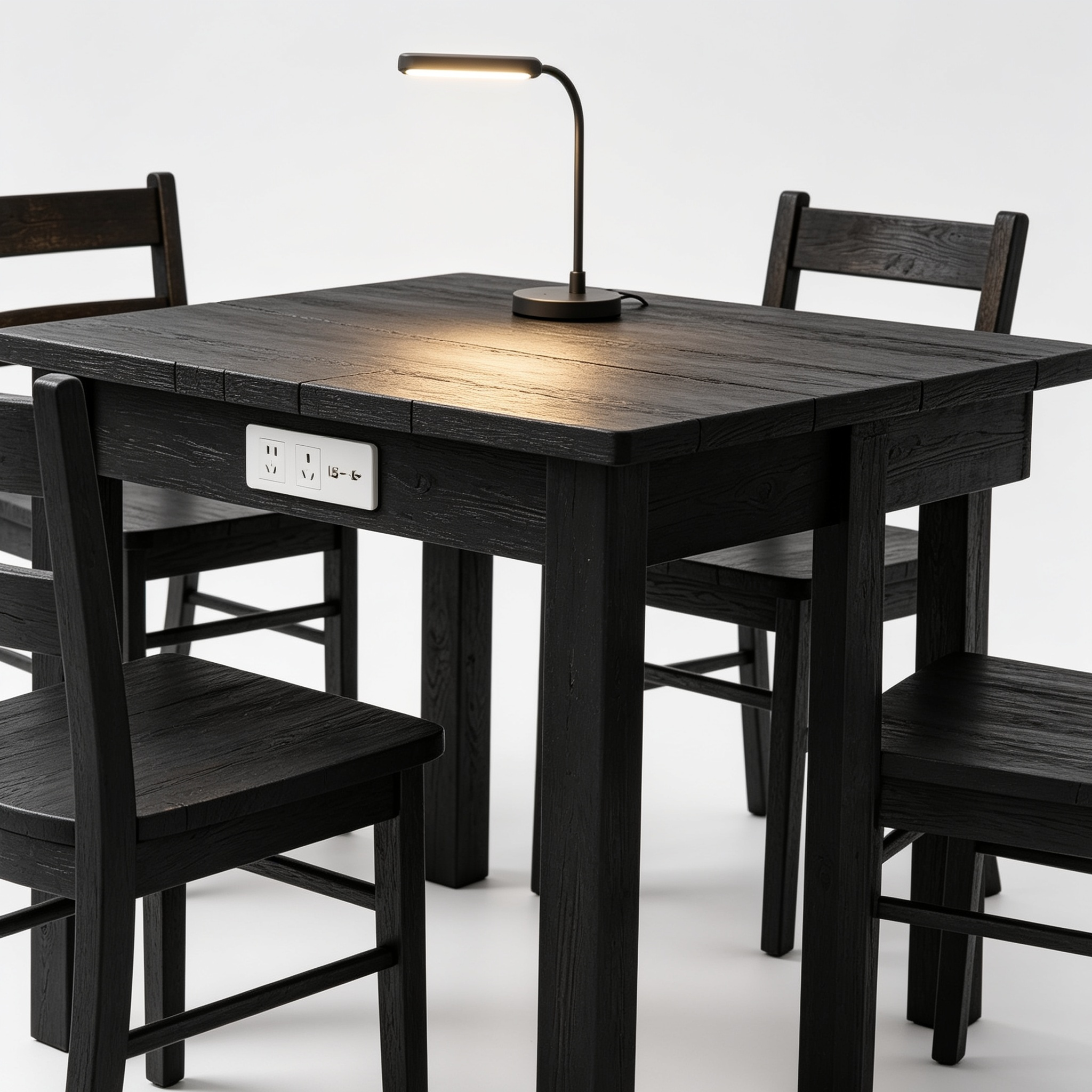 Frankwat Finnhomy 3-Piece Dining Table Set, Small Kitchen Table with 2 Chairs, LED Light and USB Type-C Power Outlet, Space-Saving Design for Dining Room, Living Room, Apartment, Rustic Black