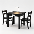Frankwat Finnhomy 3-Piece Dining Table Set, Small Kitchen Table with 2 Chairs, LED Light and USB Type-C Power Outlet, Space-Saving Design for Dining Room, Living Room, Apartment, Rustic Black