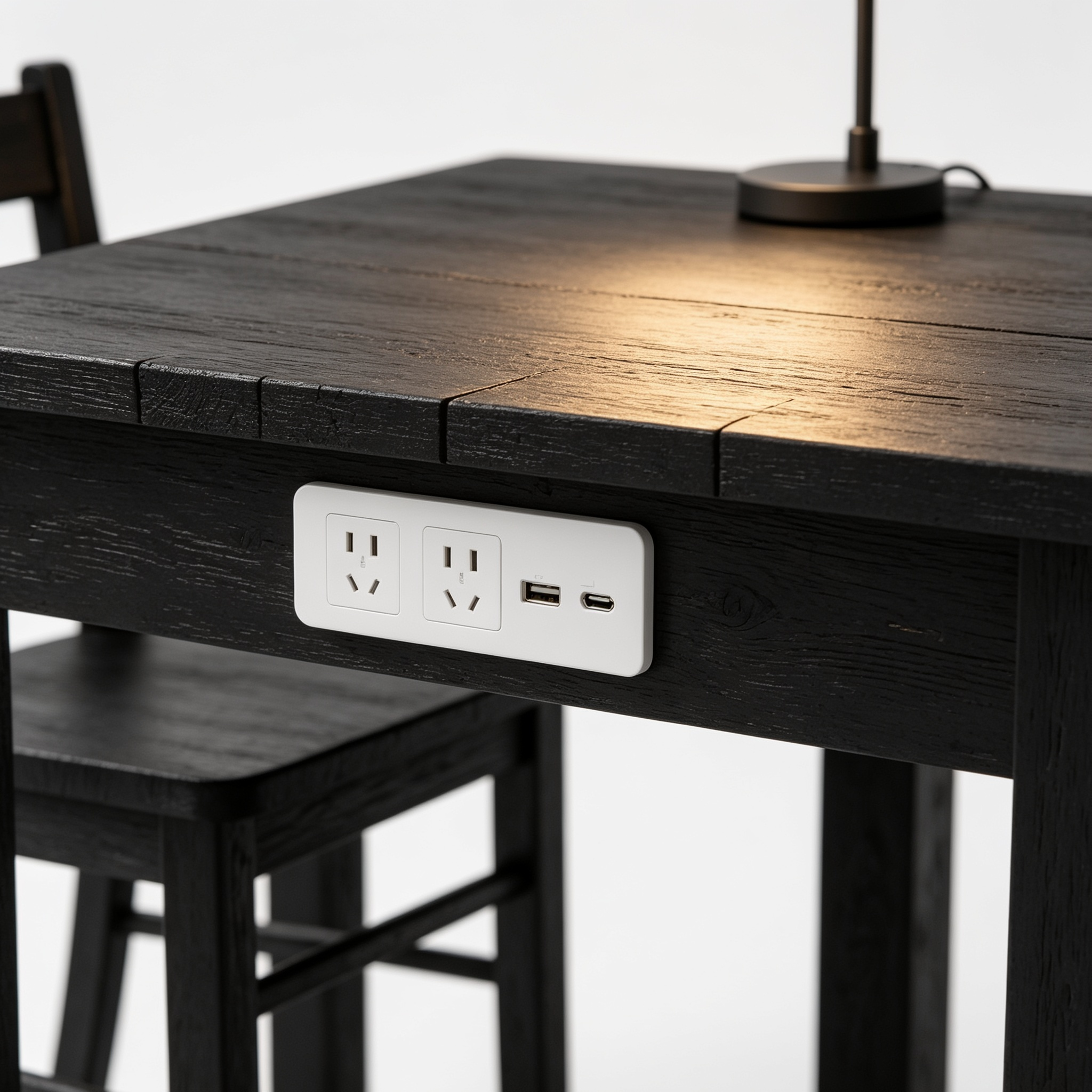 Frankwat Finnhomy 3-Piece Dining Table Set, Small Kitchen Table with 2 Chairs, LED Light and USB Type-C Power Outlet, Space-Saving Design for Dining Room, Living Room, Apartment, Rustic Black